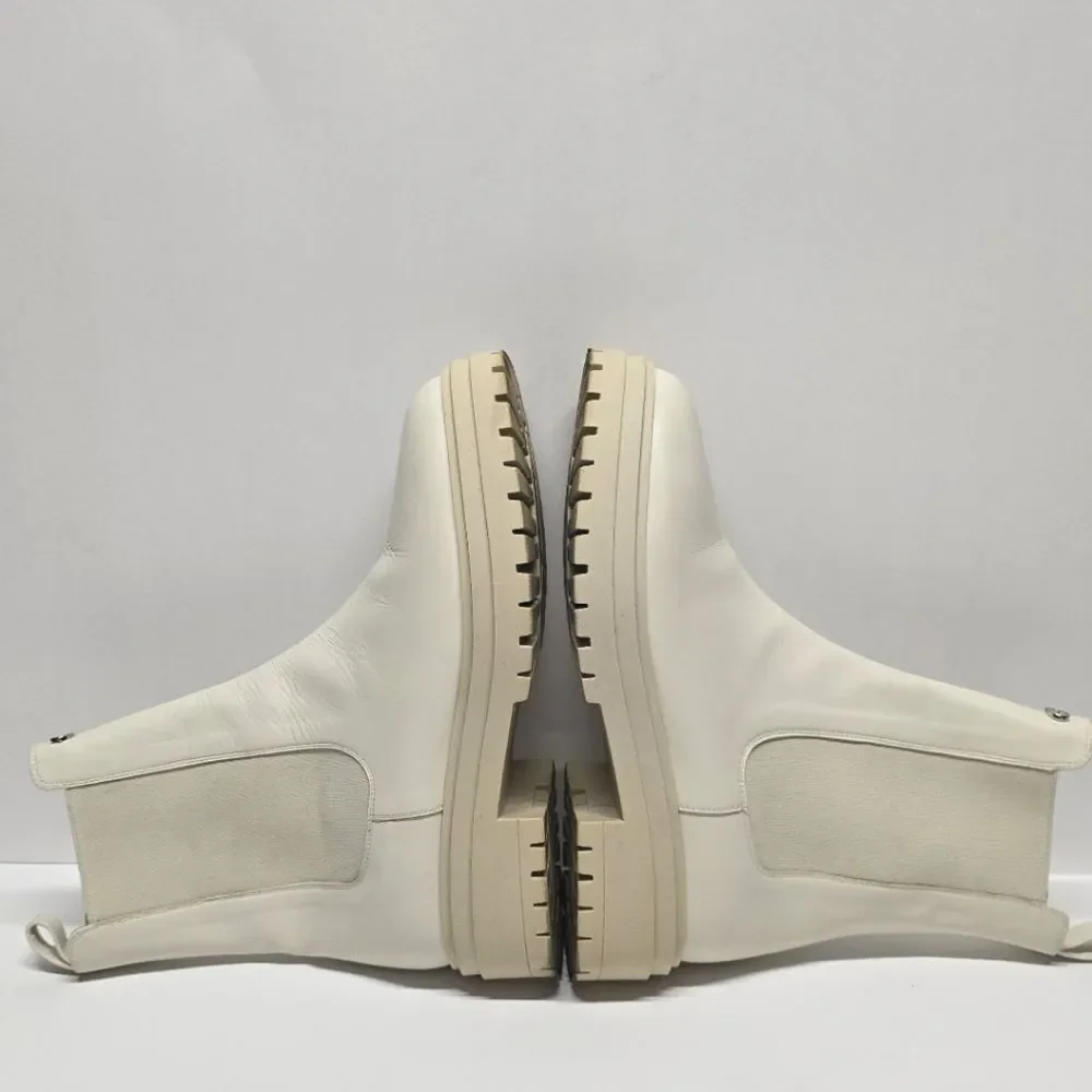 Dee Ocleppo Snowy Day Ivory Cream Leather Chelsea Boots Women's 9 ITALY